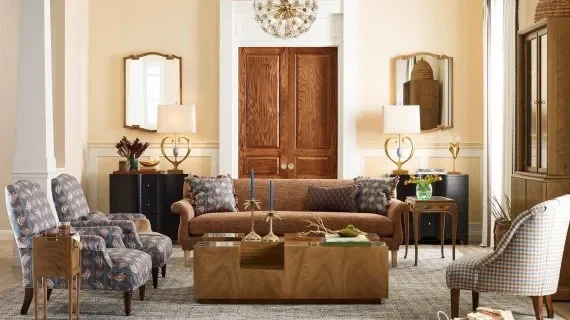 Living room with fully furnished interiors